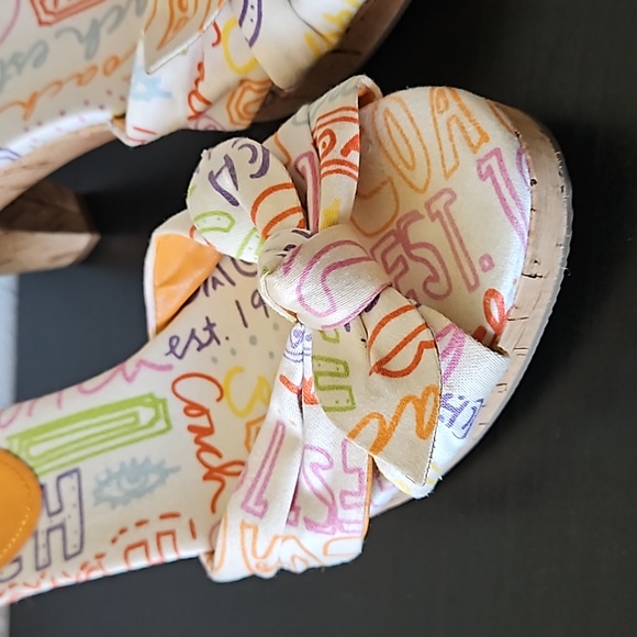 Coach Karen Graffiti Poppy Pop Cork Heels Slide Sandals, size 7.5 B - Picture 4 of 12